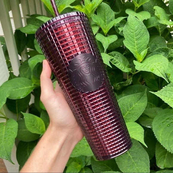 Starbucks | Plum Geometric Grid Studded Burgundy Smoke Holiday 2020 Tumbler - Picture 3 of 5
